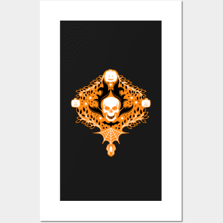 Damask Halloween Classic Orange Posters and Art